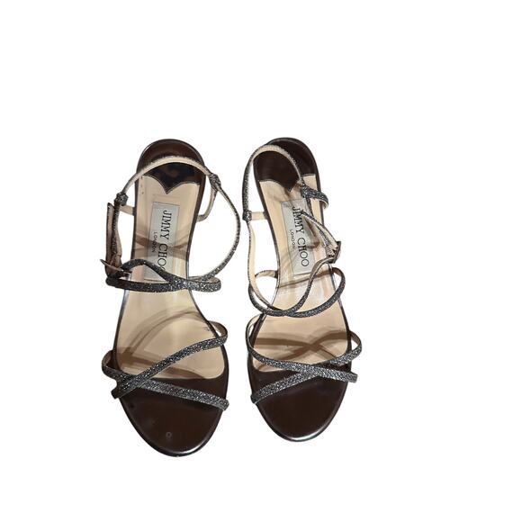 Jimmy Choo "Elisa" Glitter Strap Sandal - Picture 2 of 4